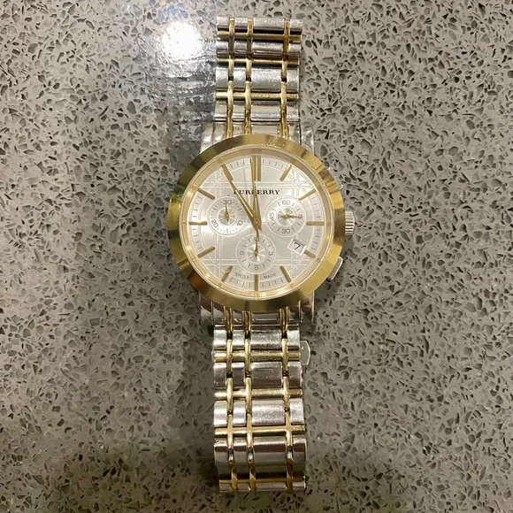 Men’s Burberry Watch BU1374 Gold Silver BURBERRY Genuine 2 Link BU1374 Mens Watch Bracelet Parts  main image 3
